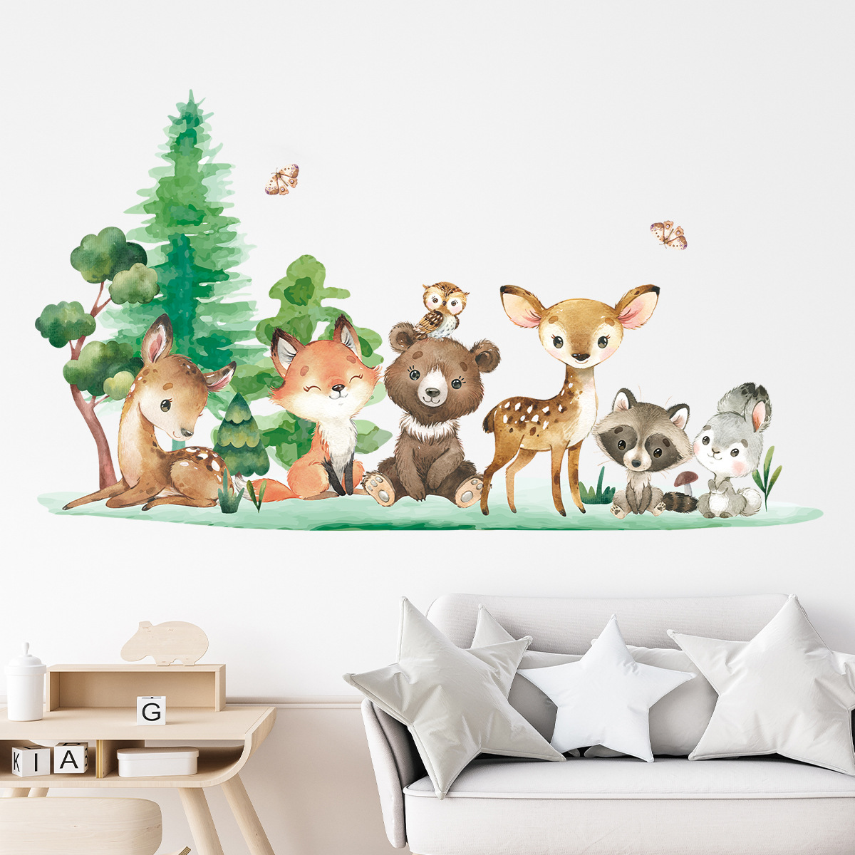Baby Nursery Forest Theme - Pegatinas de pared para niños con