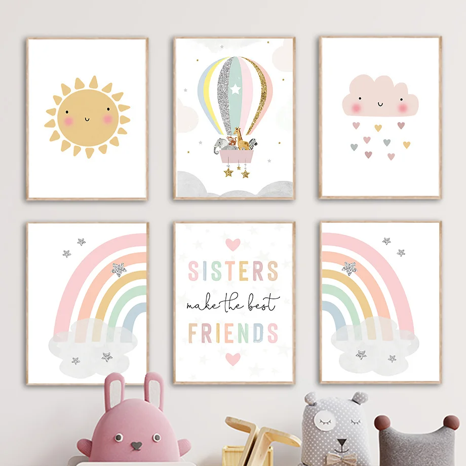 Baby Nursery Elephant - Pósteres nórdicos de jirafa, elefante, globo