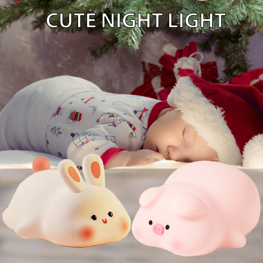 Baby Nursery Table Lamp - Piggy Bunny-Lámpara de mesa Led, luz