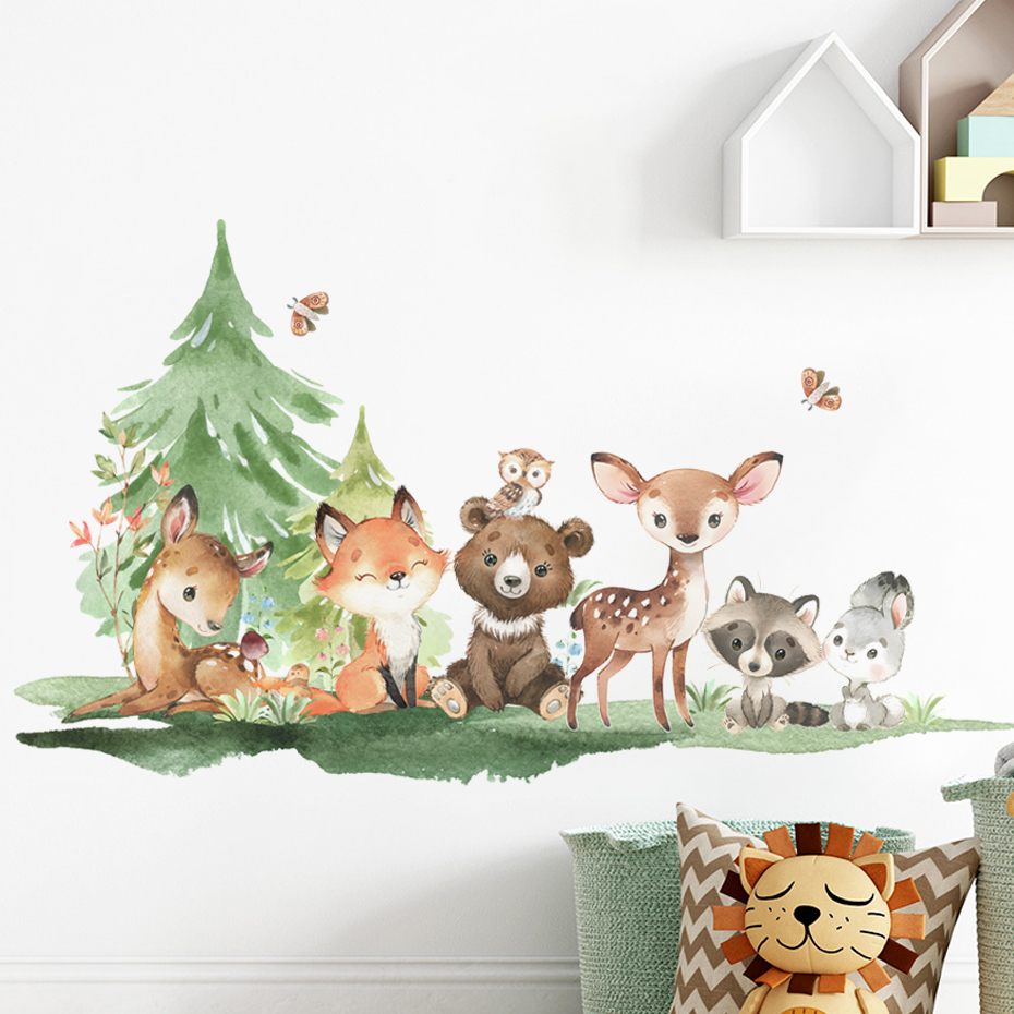 Baby Nursery Forest Theme - Pegatinas de pared para niños con