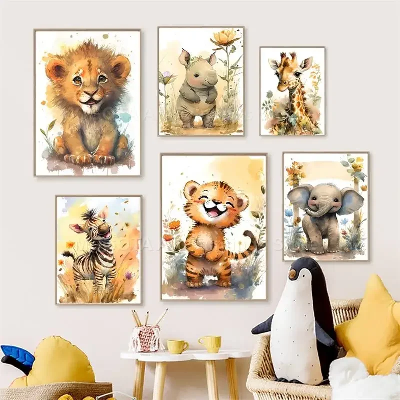 Baby Nursery Elephant - Cuadro de Lienzo con Diseño de