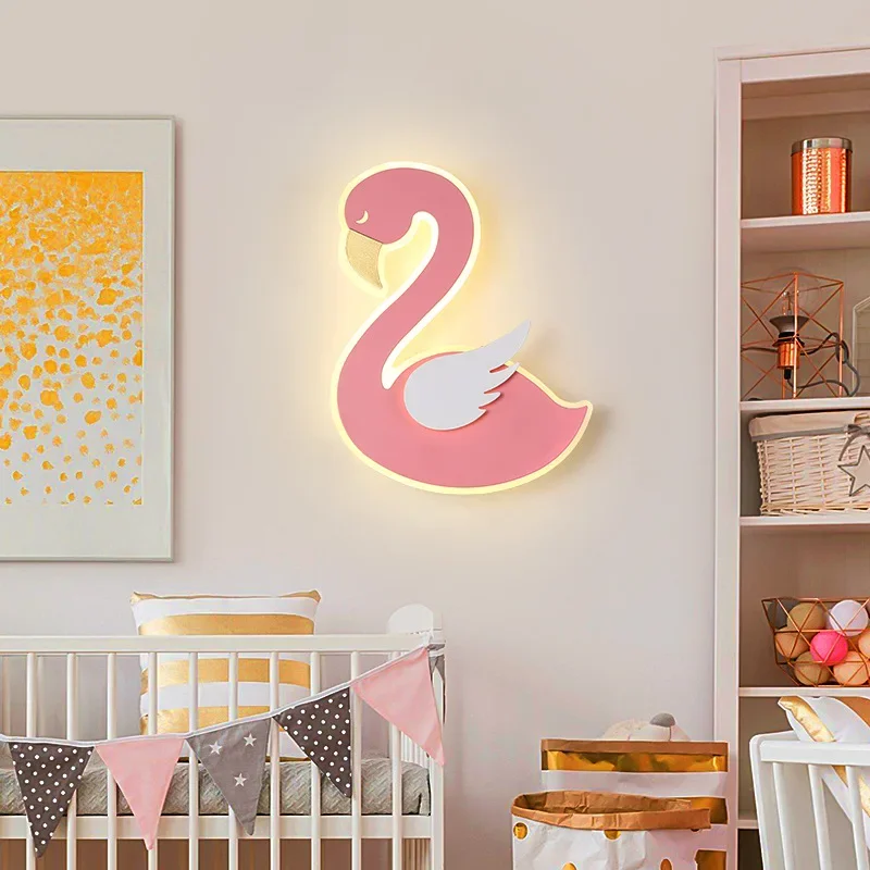 Baby Nursery Light Fixture - Lámpara de pared LED Flamingo, aplique