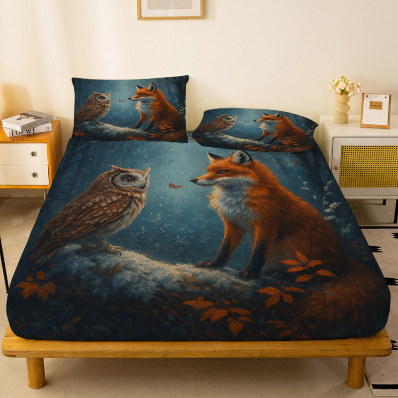 Baby Nursery Forest Theme - Protector de Colchón Owl Fox Forest,