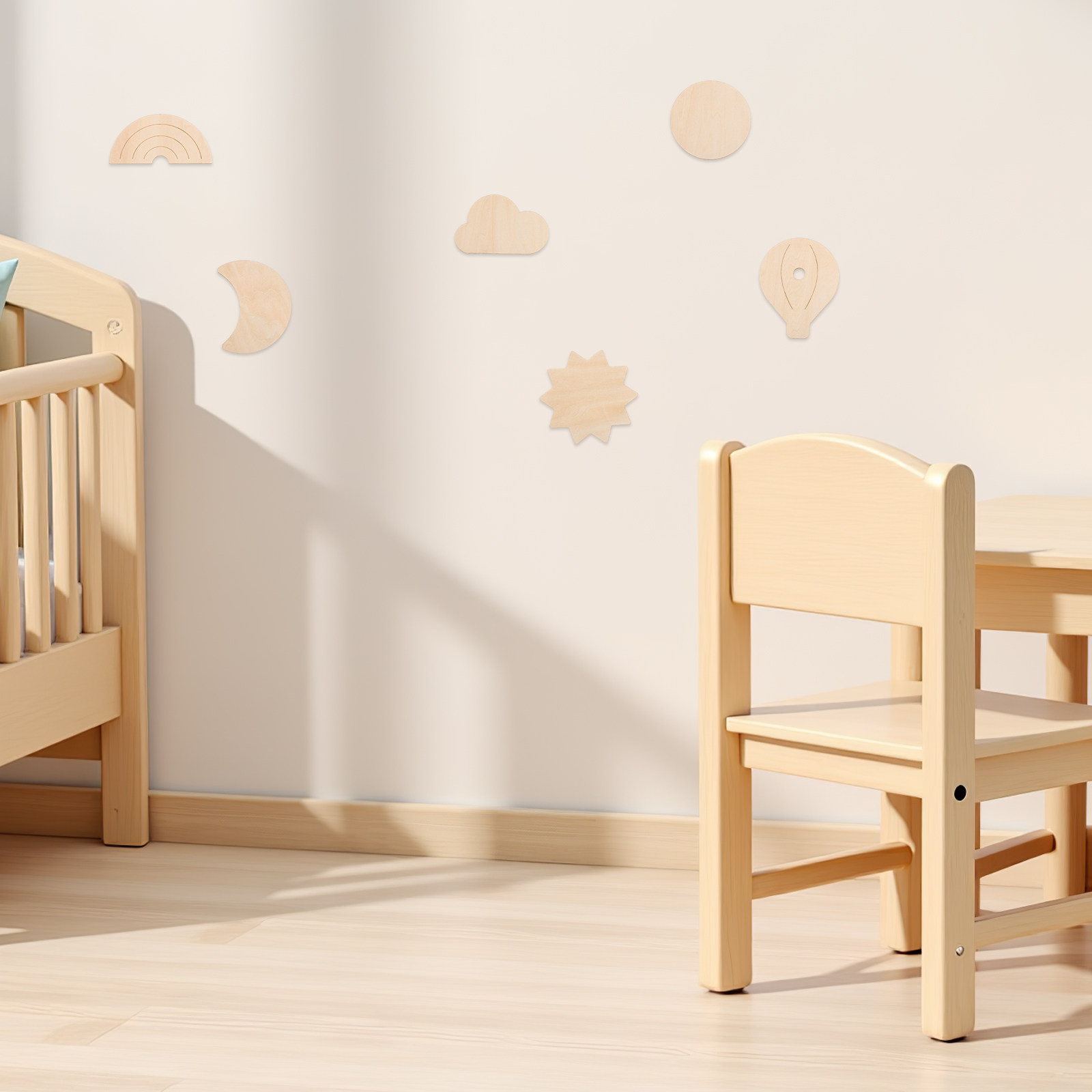 Baby Nursery Hot Air Balloon Theme - 6 Piezas de Adhesivos de Madera