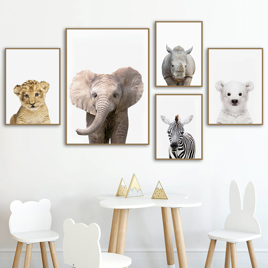 Baby Zoo Nursery - 1 pieza de lienzo sin marco,