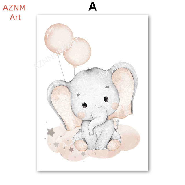 Pósteres de elefantes, globos, - Baby Nursery Elephant reseña y precio