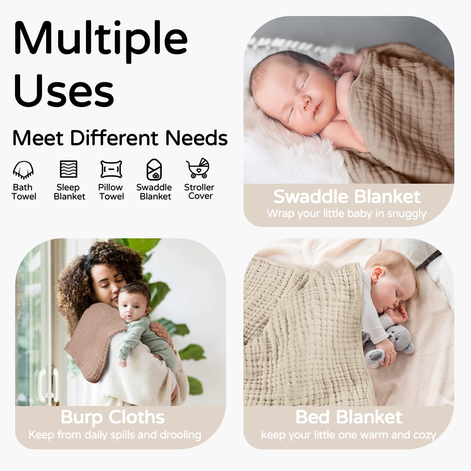 Toallas de muselina con capuch - Baby Nursery Essentials reseña y precio