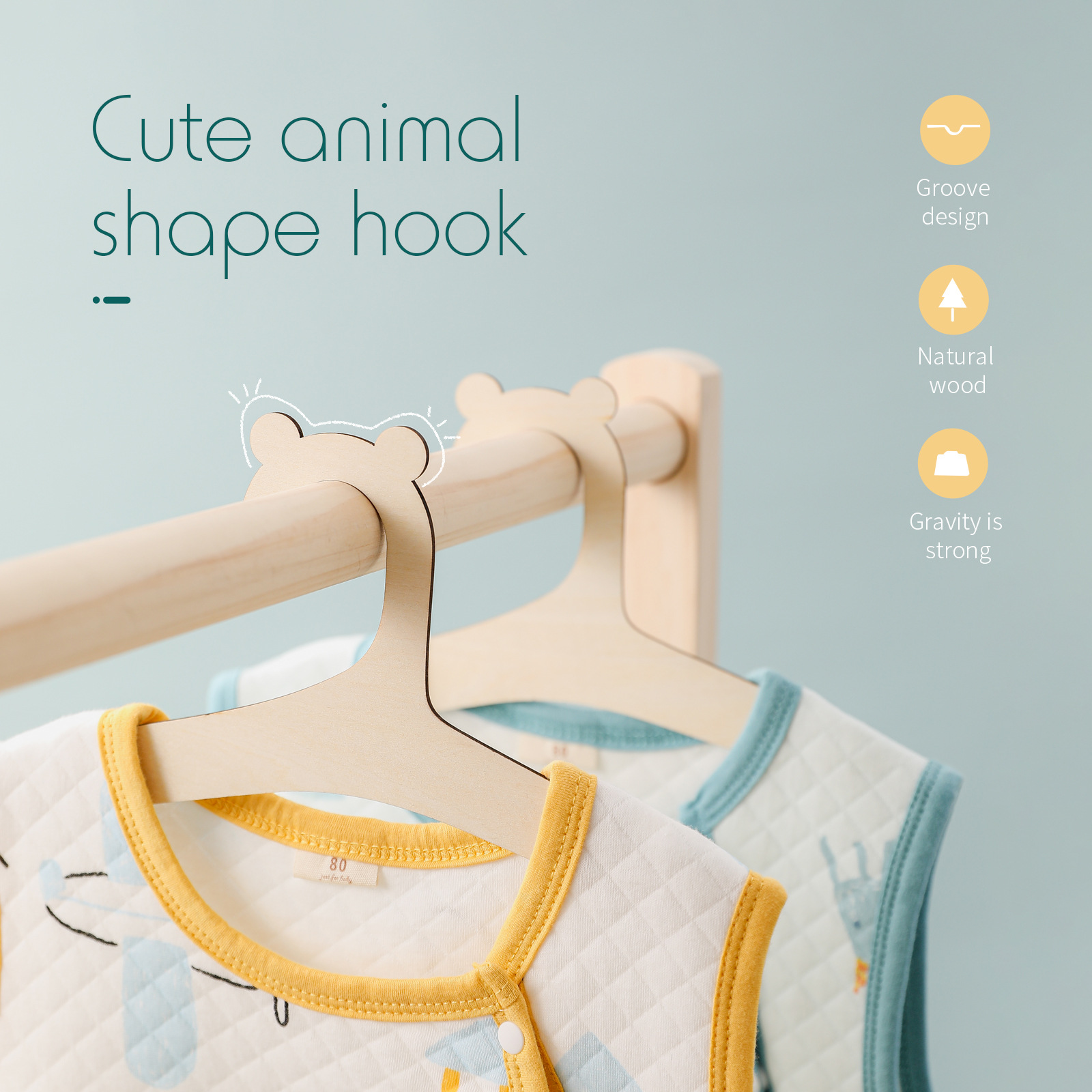 5/10 Uds. Perchas de madera pa - Baby Nursery Uniform reseña y precio