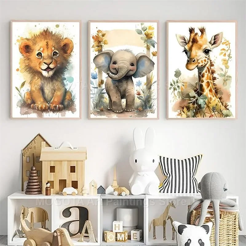 Acuarela León jirafa Tigre ele - Baby Nursery Elephant reseña y precio