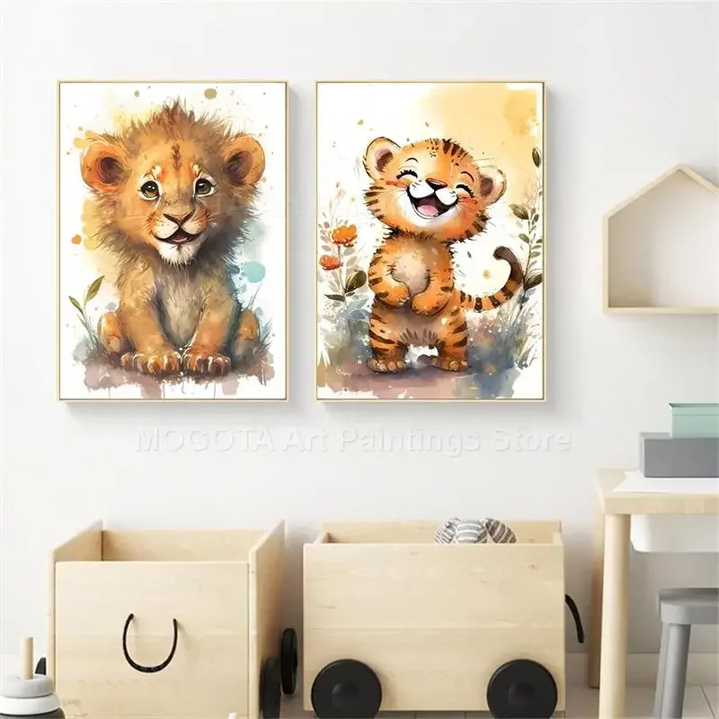 Acuarela León jirafa Tigre ele - Baby Nursery Elephant reseña y precio