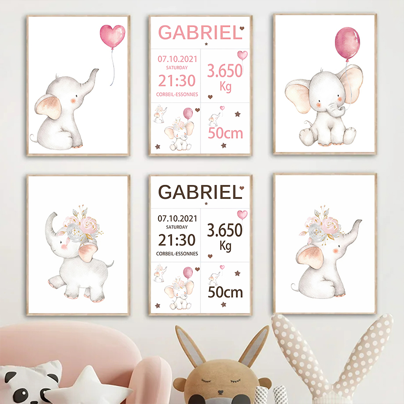 Pintura en lienzo con nombre p - Baby Nursery Elephant reseña y precio