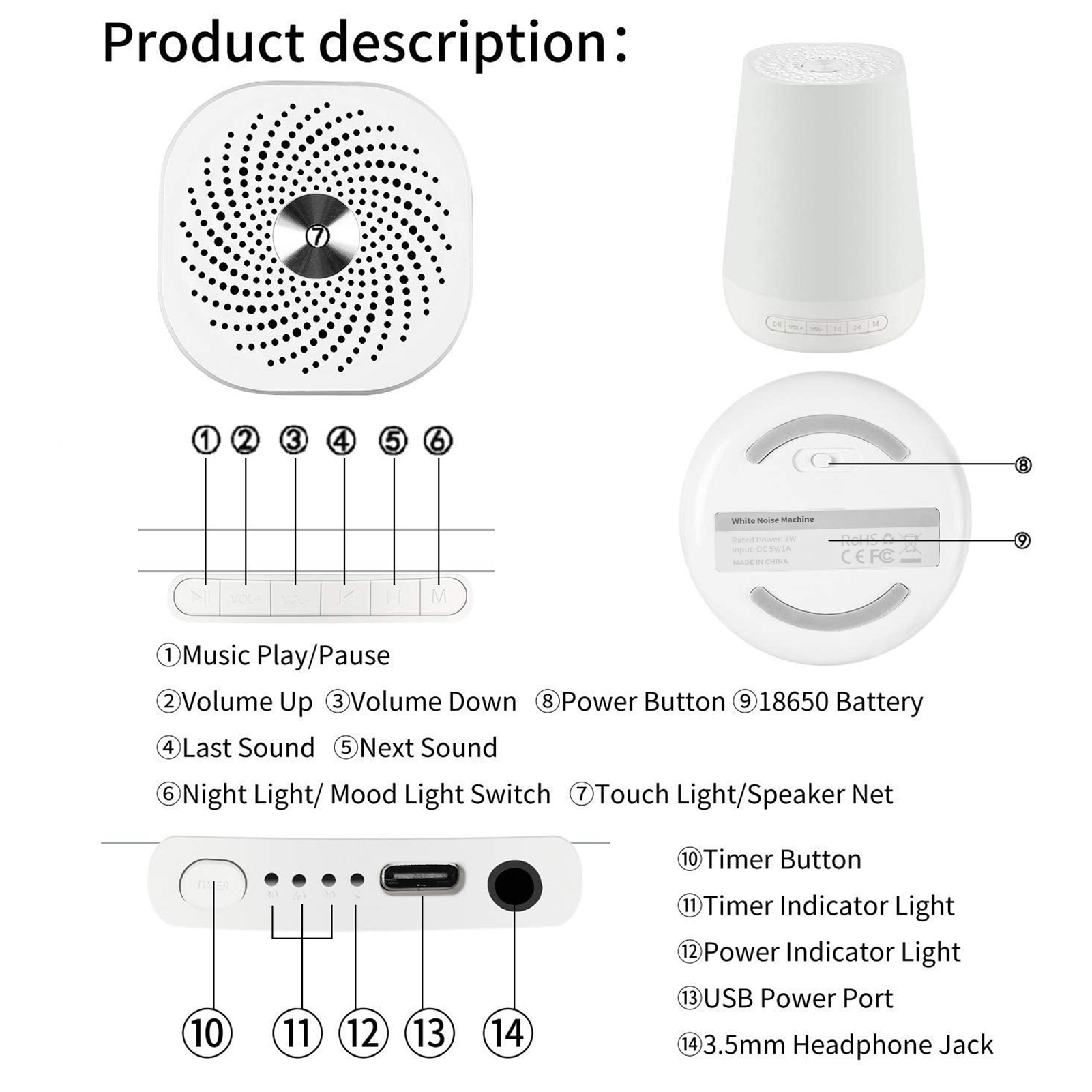 Máquina de sonido de ruido bla - Baby Sound Machine White reseña y precio