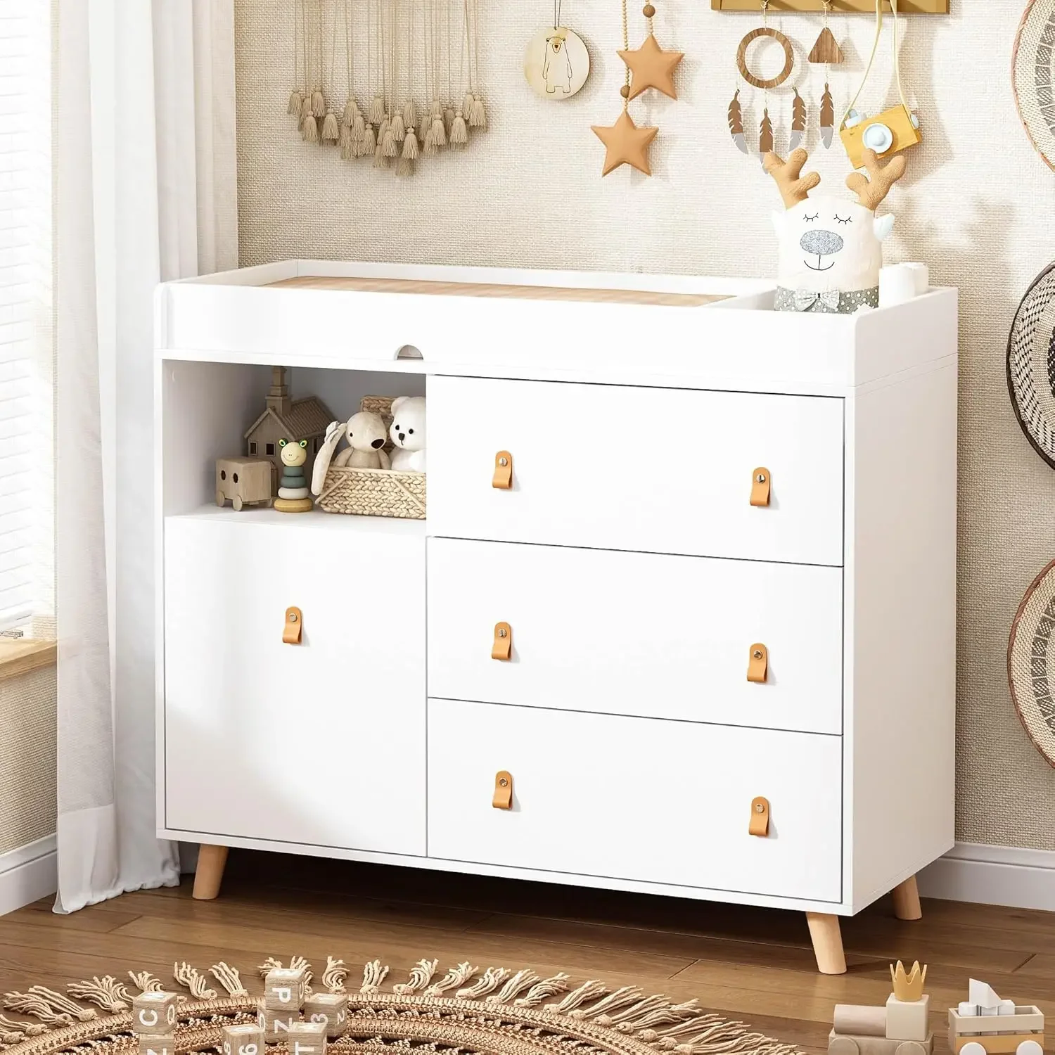Cómoda para Bebé con Cambiador - Baby Nursery Chest Of Drawers reseña y precio