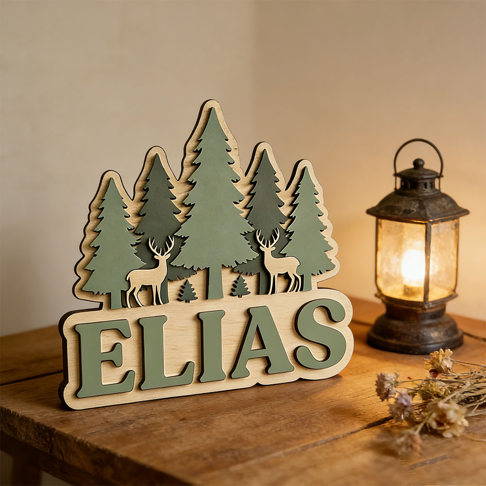 Letrero de Madera Personalizad - Baby Nursery Forest Theme reseña y precio