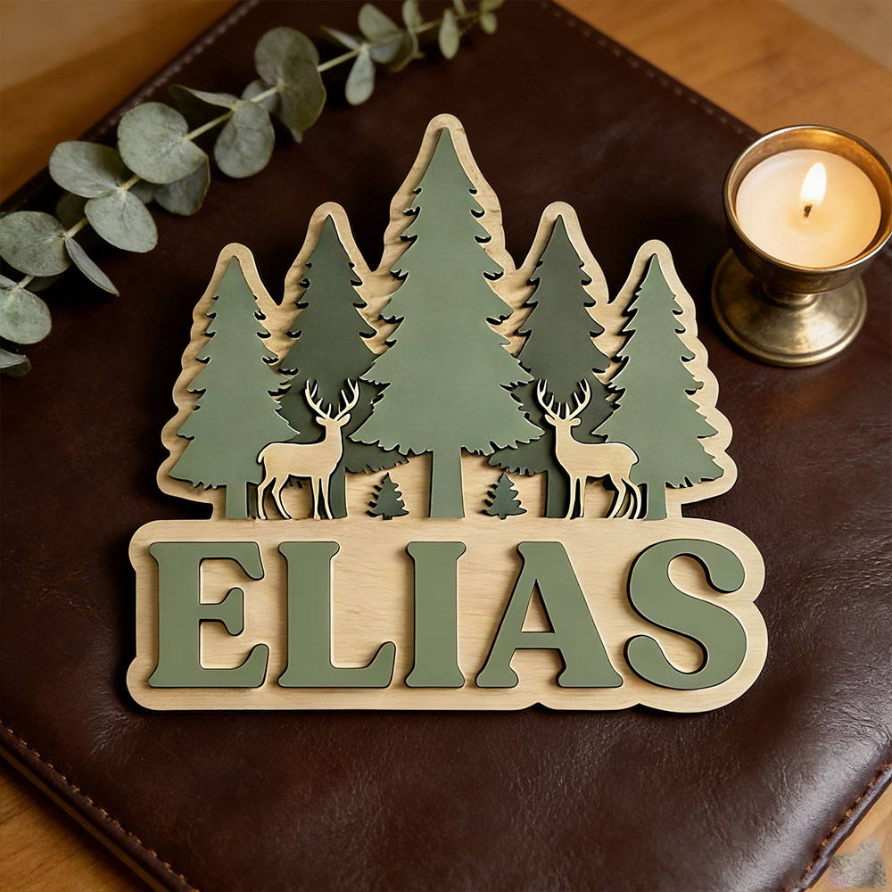 Letrero de Madera Personalizad - Baby Nursery Forest Theme reseña y precio