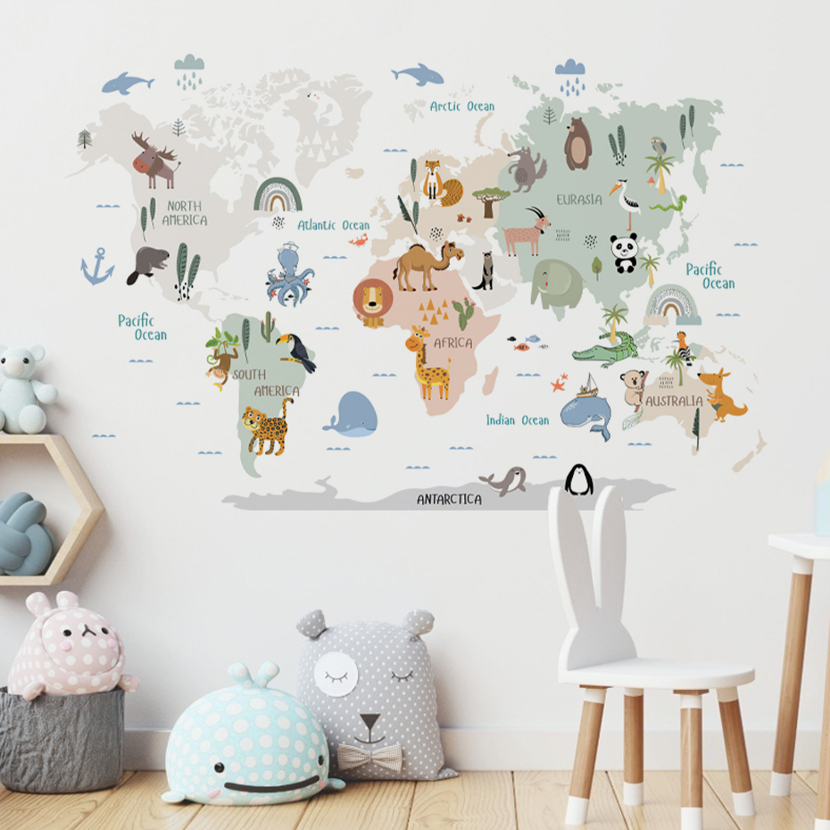 Pegatinas de pared con mapa de - Baby Nursery Vinyl Wall Stickers reseña y precio